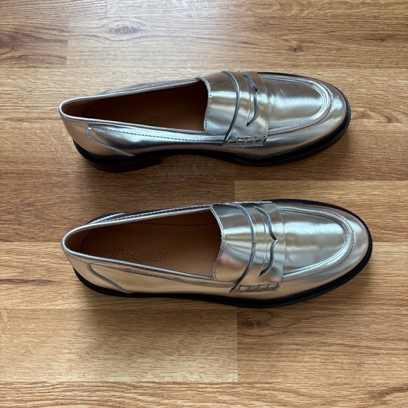 Madewell Women’s Vernon Shiny Silver Specchio Leather Loafers - Picture 2 of 14